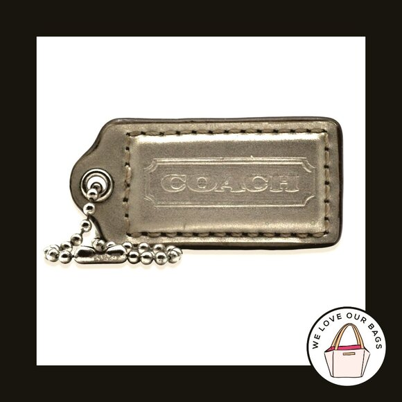 2" Medium COACH Light Gold Leather Nickel Key Fob Bag Charm Keychain Hang Tag - Picture 1 of 1